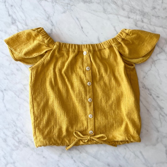 Madewell Texture & Thread Off the Shoulder Golden Yellow Summer Top - Si… - Picture 2 of 9